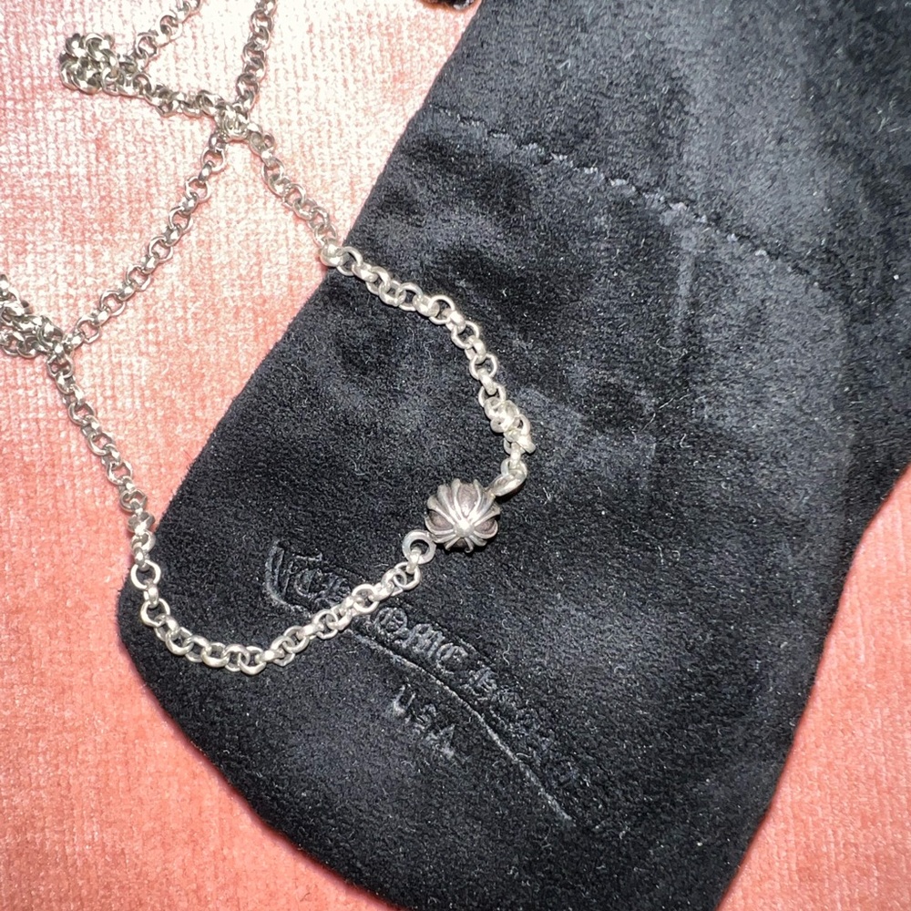 Chrome Hearts Sterling Silver Small Fleur Link Necklace
